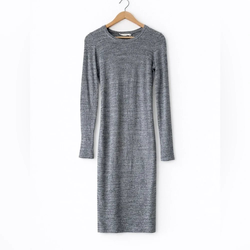 Isabel Marant Etoile Ela T-Shirt Dress Gray Long Sleeve Bodycon Size 38EU/US6